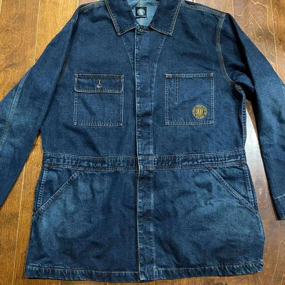 DKNY Jeans Vintage Blue Denim Chore Jacket & Jean Suit Set Men's Size XL/38 - Picture 3 of 16